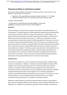 Polysome-Profiling in Small Tissue Samples