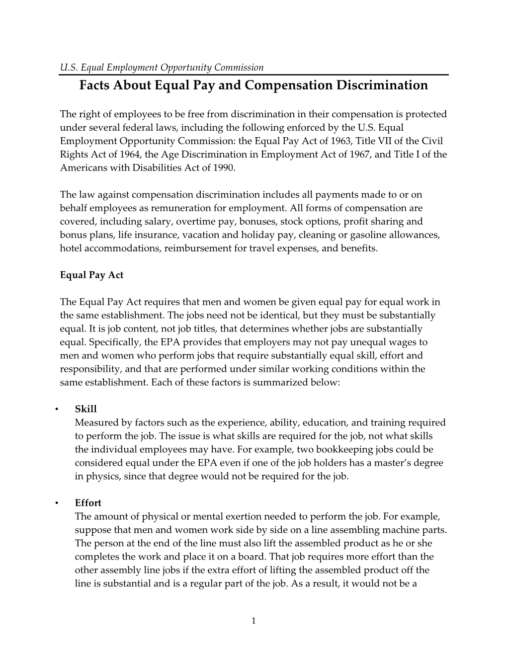 Facts About Equal Pay and Compensation Discrimination