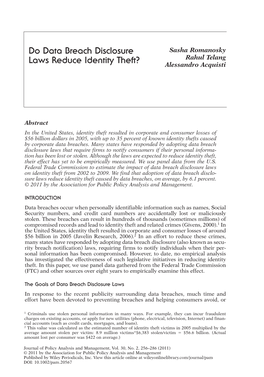 Do Data Breach Disclosure Laws Reduce Identity Theft? / 257 Mitigate, Any Resulting Harm
