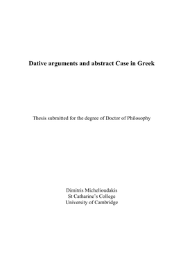 Dative Arguments and Abstract Case in Greek
