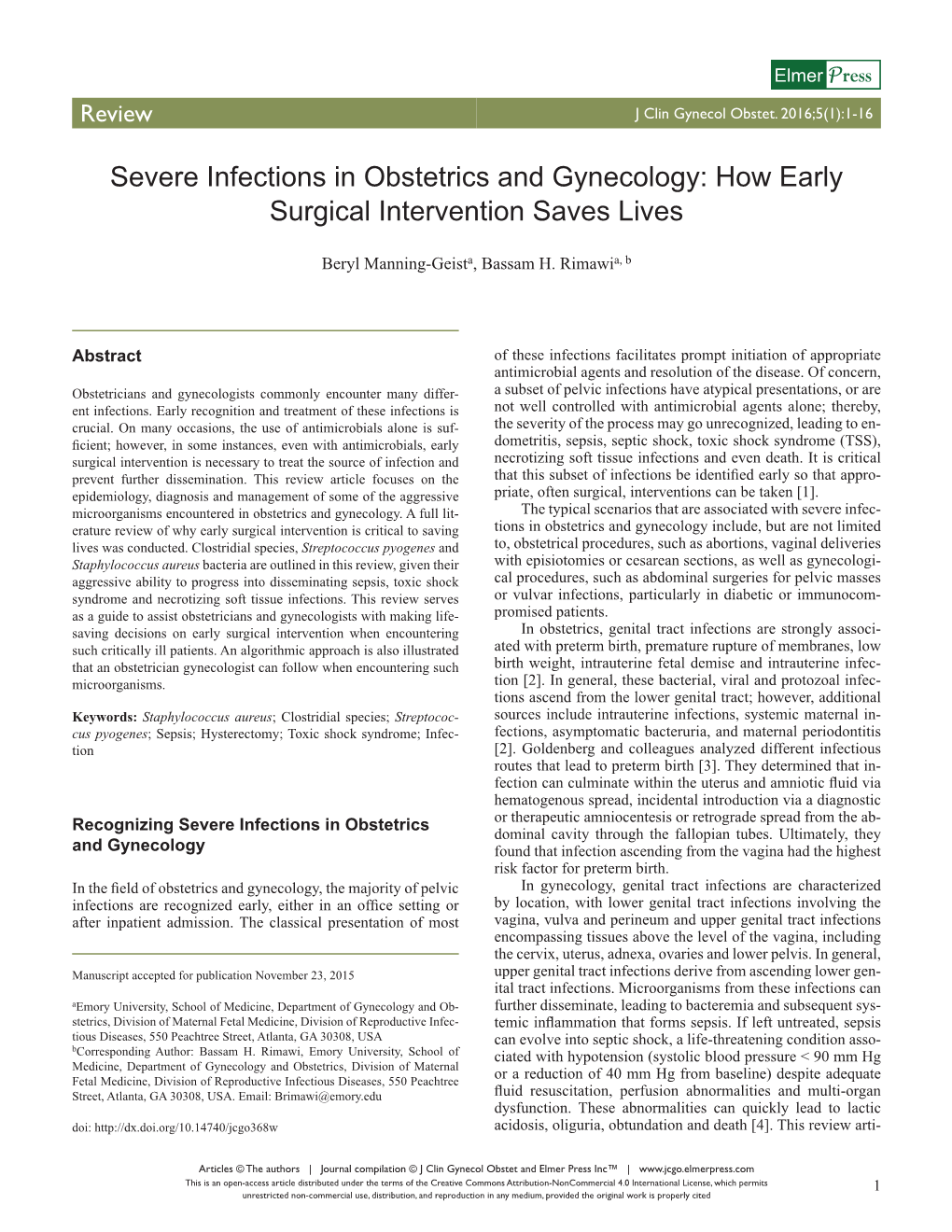 Severe Infections in Obstetrics and Gynecology: How Early Surgical Intervention Saves Lives