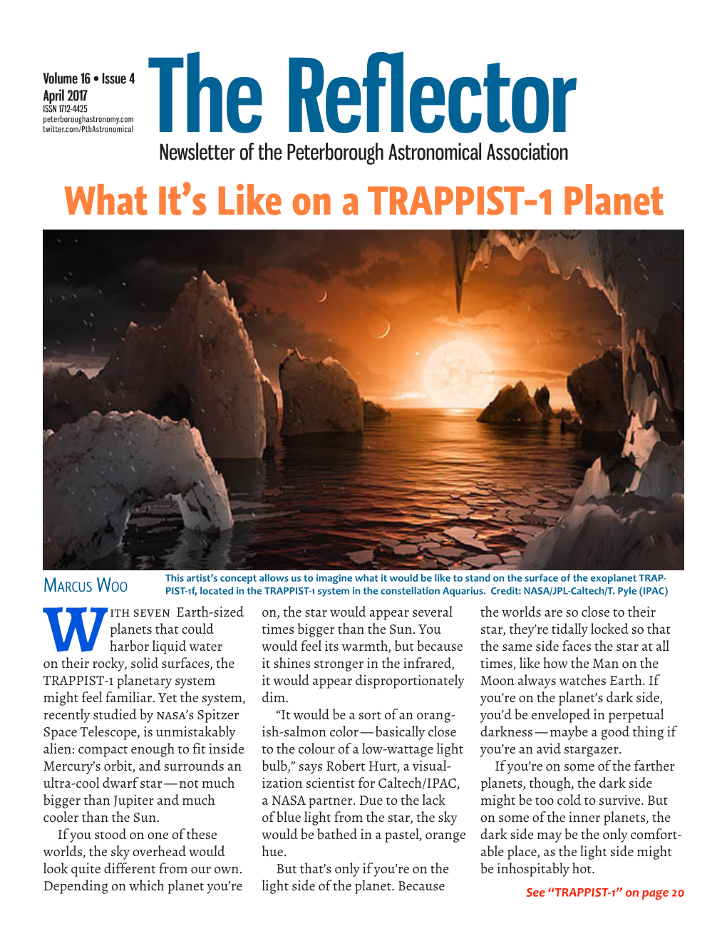 The Reflector Newsletter of the Peterborough Astronomical Association What It’S Like on a TRAPPIST-1 Planet