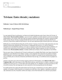 Trivium: Entre Thrash Y Metalcore