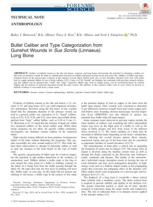 Bullet Caliber and Type Categorization from Gunshot Wounds in Sus Scrofa (Linnaeus) Long Bone