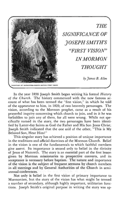 The Significance of Joseph Smith's "First Vision" Inmormon Thought