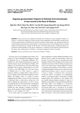 Argyreia Gyrobracteata Traiperm & Chitchak (Convolvulaceae): a New