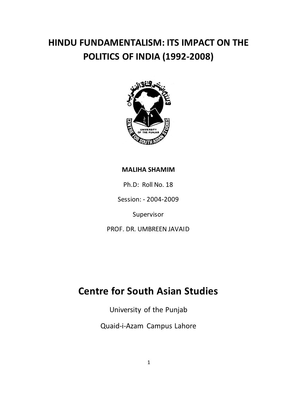 Centre for South Asian Studies
