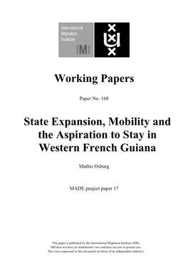 Working Papers State Expansion, Mobility and the Aspiration to Stay