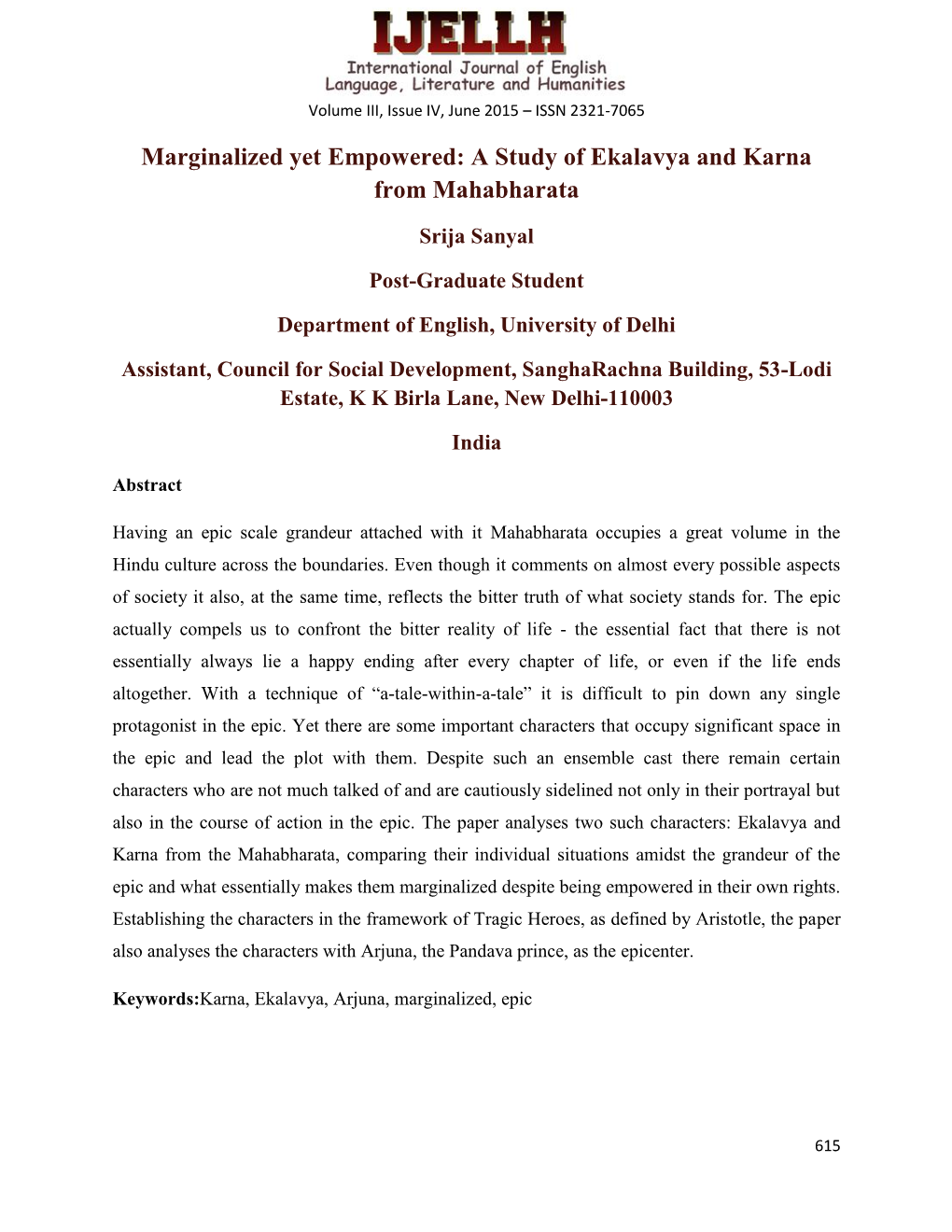 A Study of Ekalavya and Karna from Mahabharata