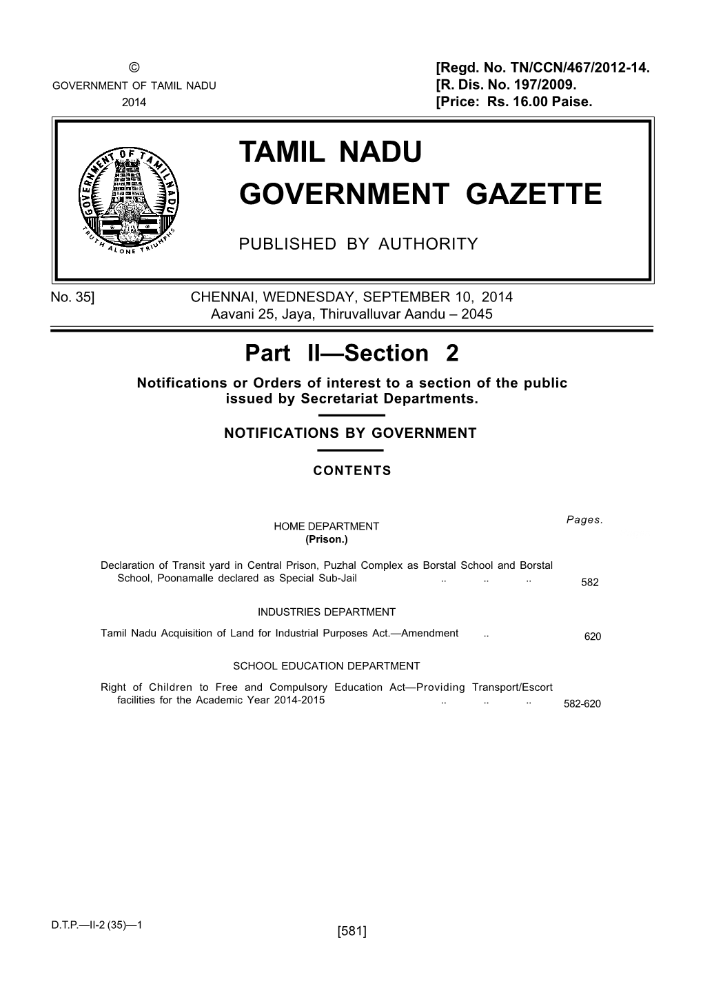 Tamil Nadu Government Gazette