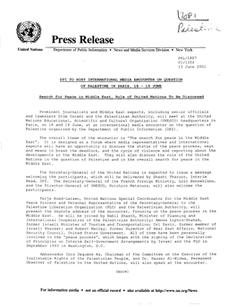 Press Release United Nations Department of Public Information • News and Media Services Division • New York PAL/1887 PI/1354 13 June 2001