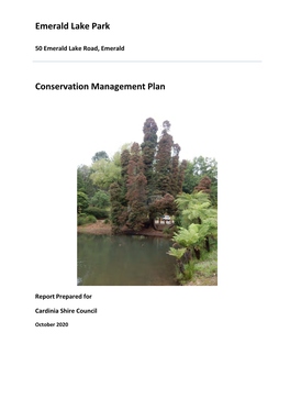 Emerald Lake Park Conservation Management Plan