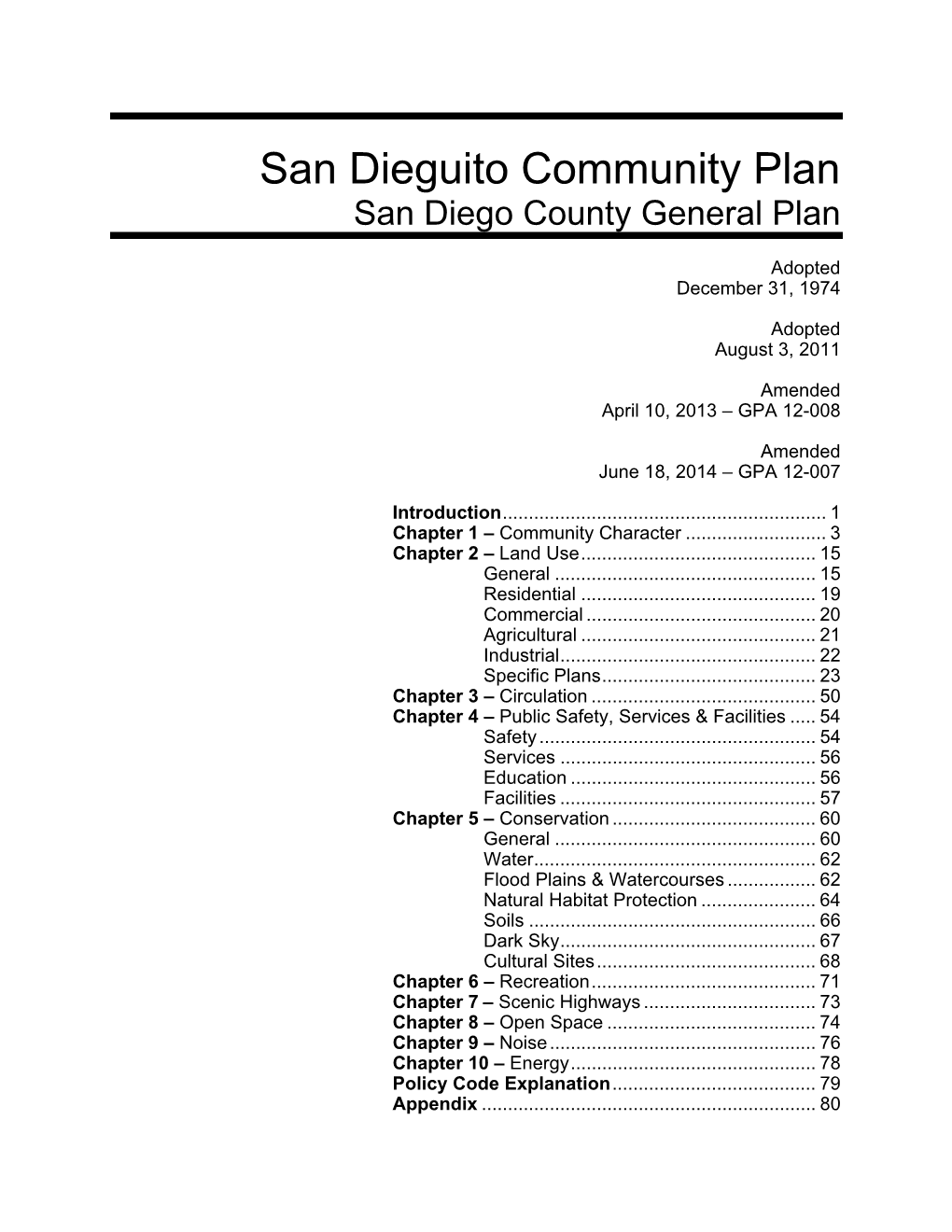 San Dieguito Community Plan San Diego County General Plan