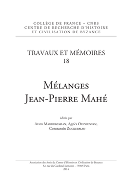 Mélanges Jean-Pierre Mahé