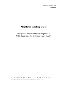 Alachlor in Drinking-Water