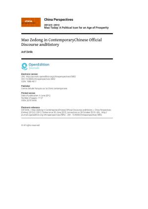 Mao Zedong in Contemporarychinese Official Discourse Andhistory