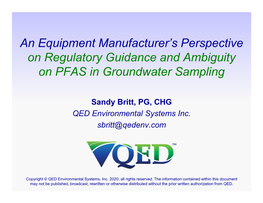 On Regulatory Guidance and Ambiguity on PFAS in Groundwater Sampling