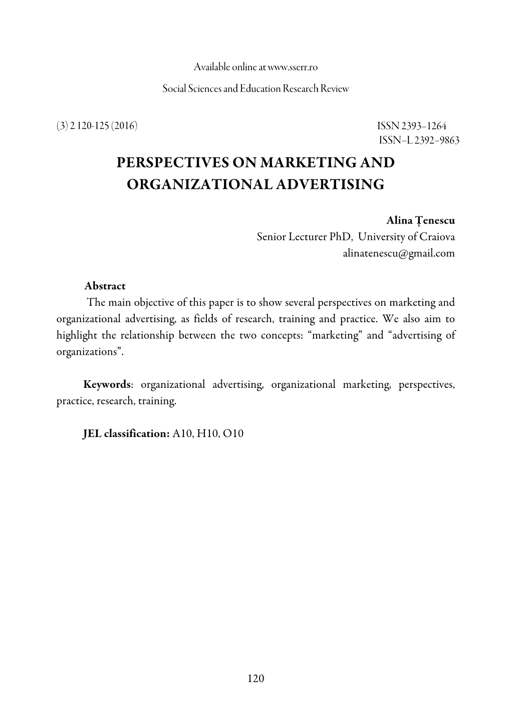 Perspectives on Marketing and Organizational Advertising