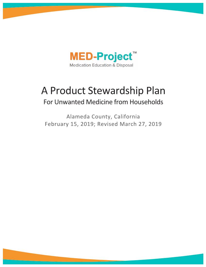 A Product Stewardship Plan for Unwanted Medicine from Households