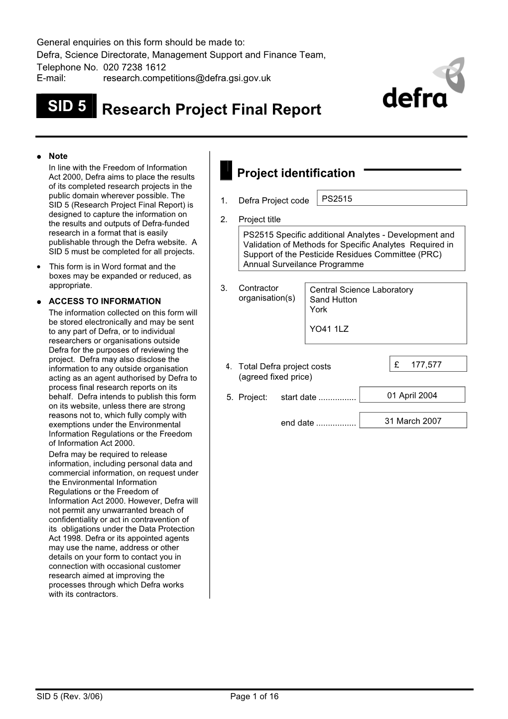 SID 5 Research Project Final Report