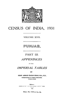 Appendices to the Imperial Tables , Part IV, Vol XIV, Punjab