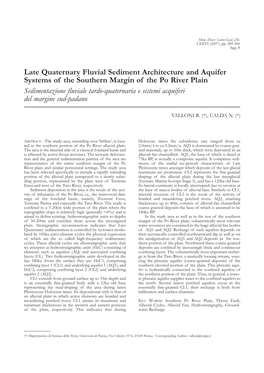 Late Quaternary Fluvial Sediment Architecture and Aquifer Systems Of