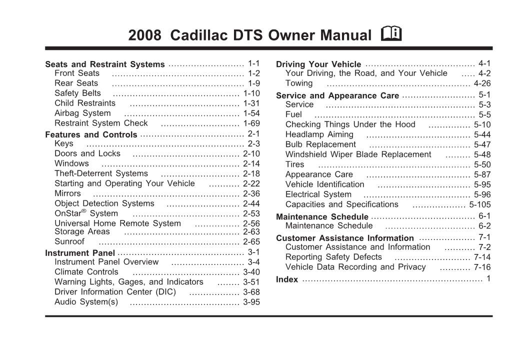 2008 Cadillac DTS Owner Manual M