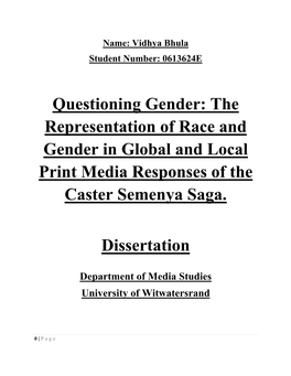 The Representation of Race and Gender in Global and Local Print Media Responses of the Caster Semenya Saga