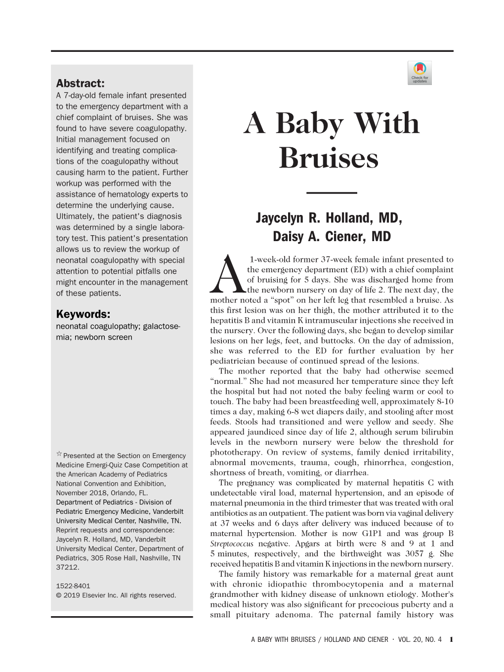 A Baby with Bruises / Holland and Ciener • Vol