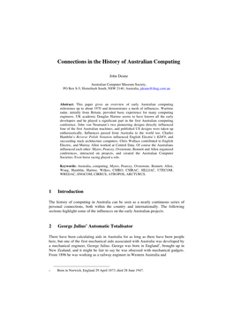 Connections in the History of Australian Computing