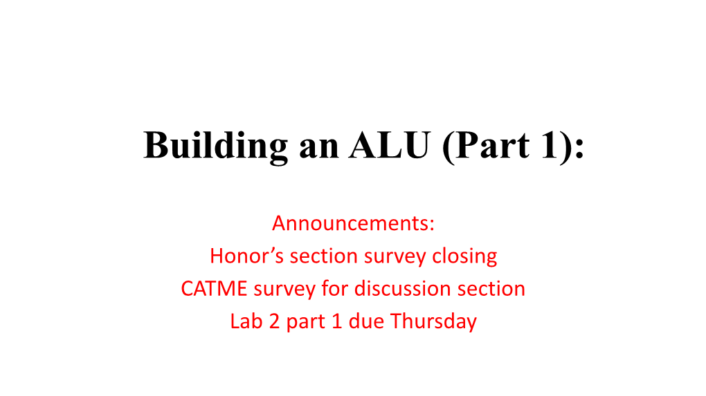 Building an ALU (Part 1)