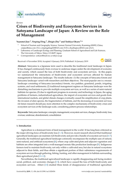 Crises of Biodiversity and Ecosystem Services in Satoyama Landscape of Japan: a Review on the Role of Management