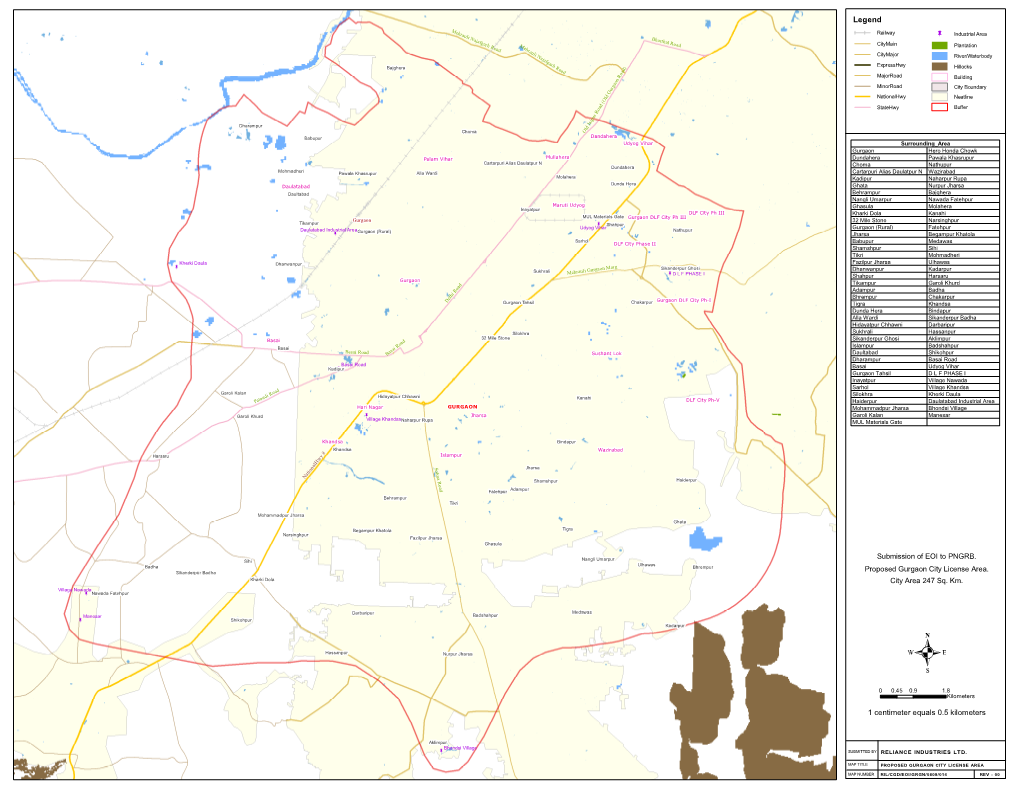 Map Title Proposed Gurgaon City License Area