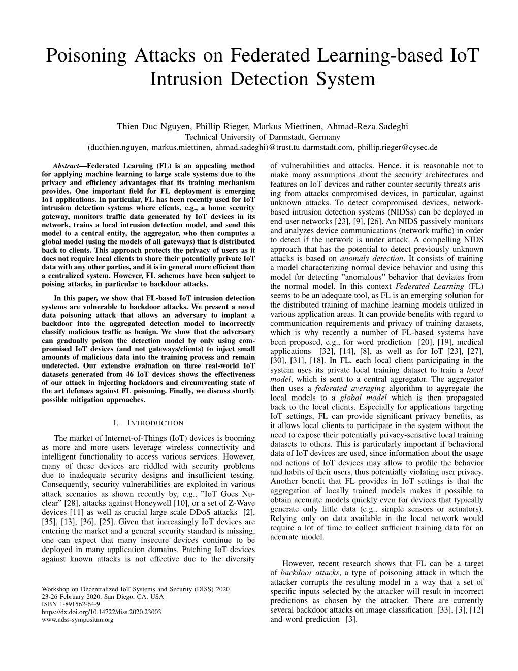 Poisoning Attacks on Federated Learning-Based Iot Intrusion Detection System