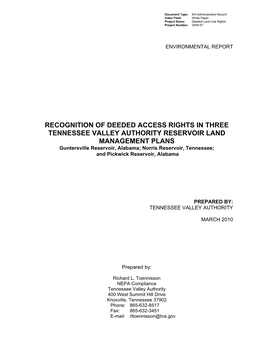 Recognition of Deeded Access Rights in Three Tennessee Valley Authority