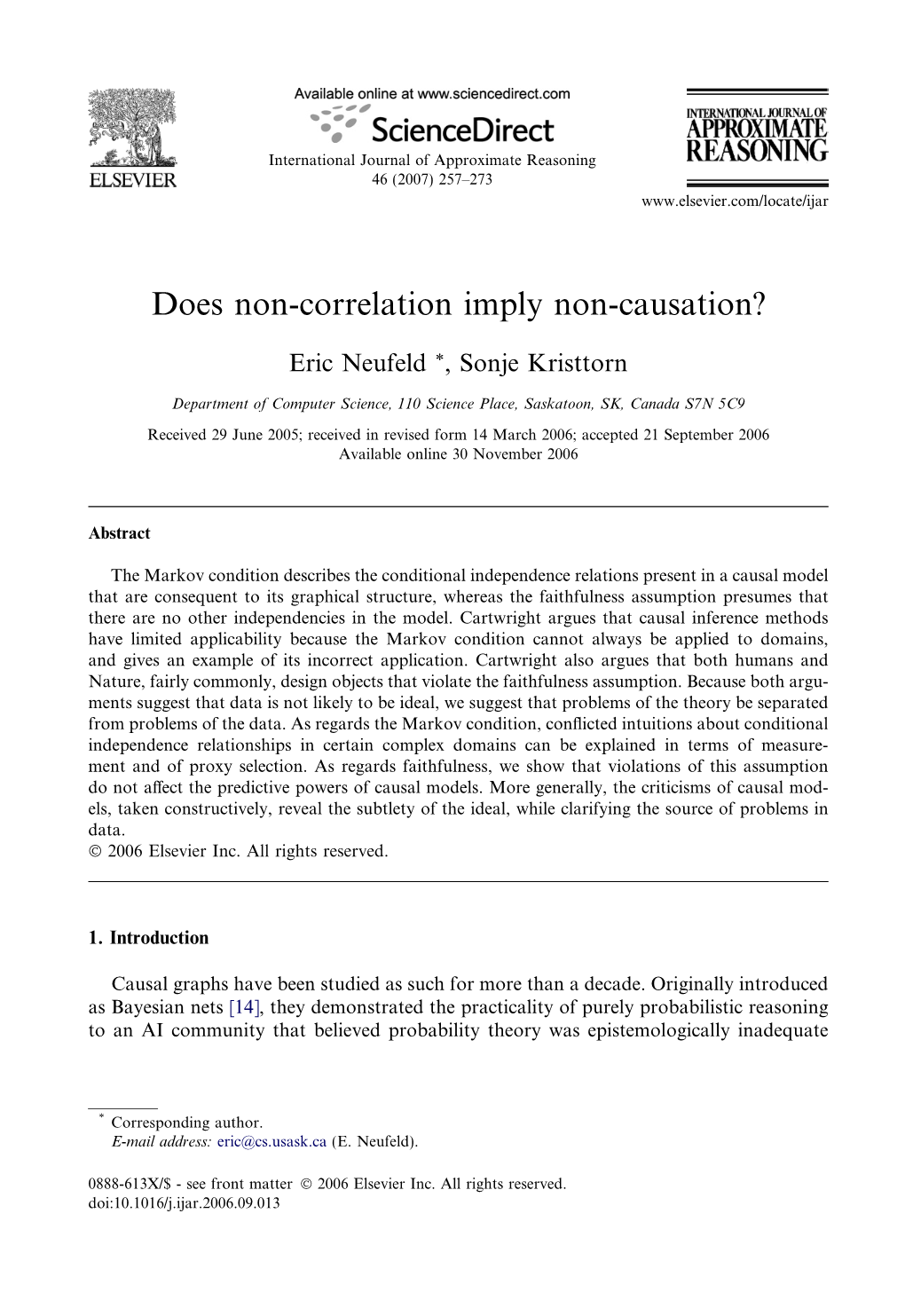 Does Non-Correlation Imply Non-Causation?