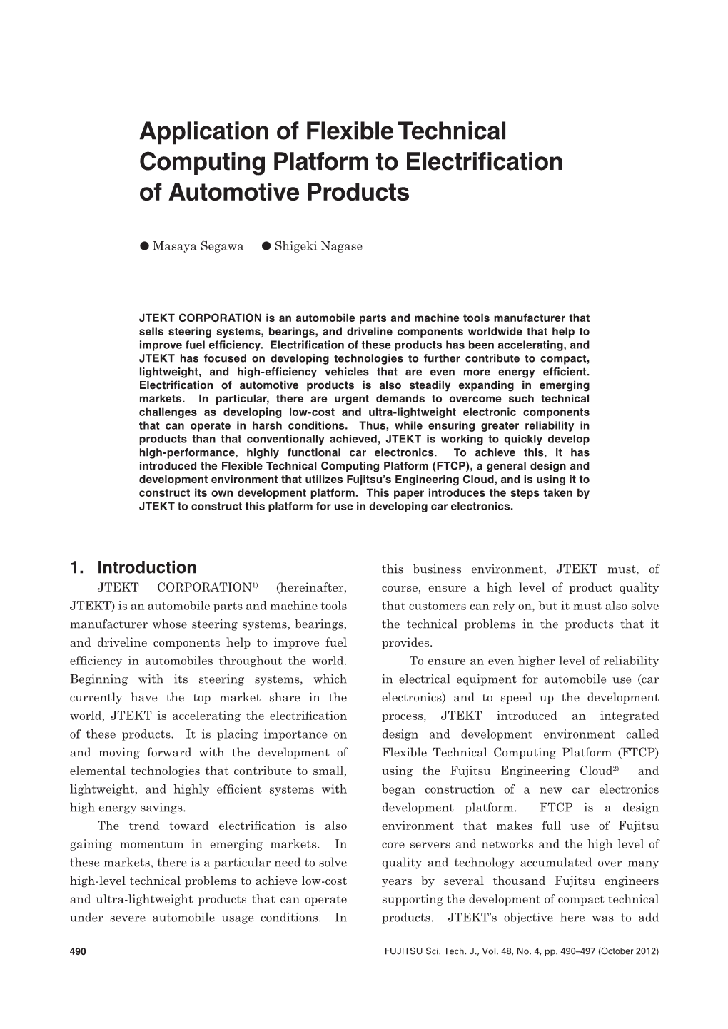 Application of Flexible Technical Computing Platform to Electrification of Automotive Products