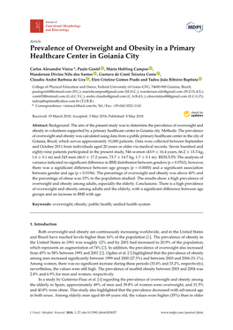 Prevalence of Overweight and Obesity in a Primary Healthcare Center in Goiania City