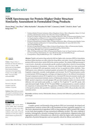 NMR Spectroscopy for Protein Higher Order Structure Similarity Assessment in Formulated Drug Products