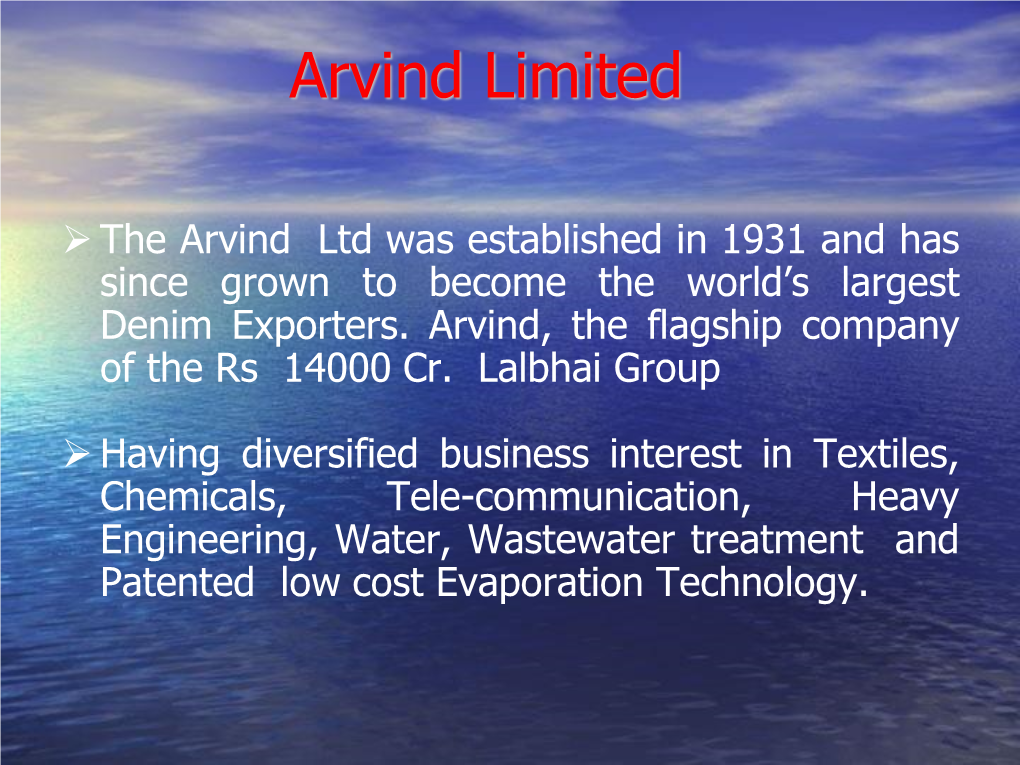 Treated Waste Water Discharge M/S Arvind Mills Ltd , Santej