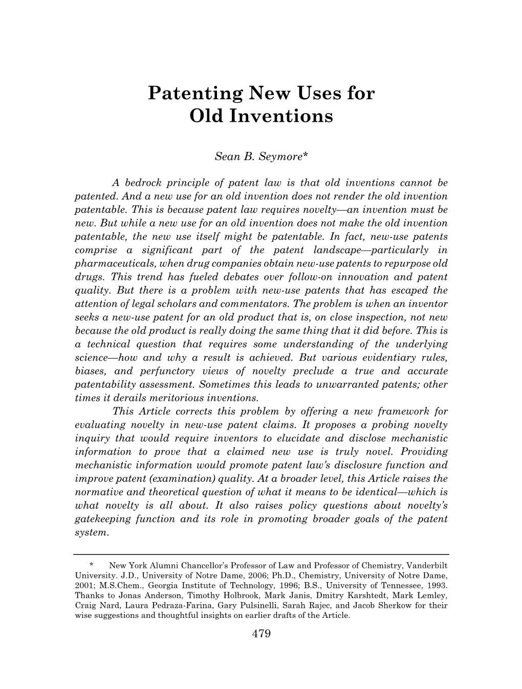 Patenting New Uses for Old Inventions
