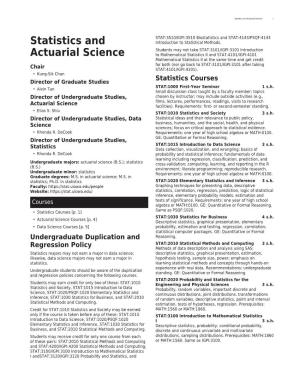 Statistics and Actuarial Science 1