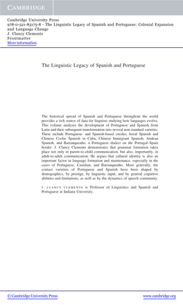 The Linguistic Legacy of Spanish and Portuguese: Colonial Expansion and Language Change J