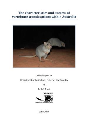 The Characteristics and Success of Vertebrate Translocations Within Australia