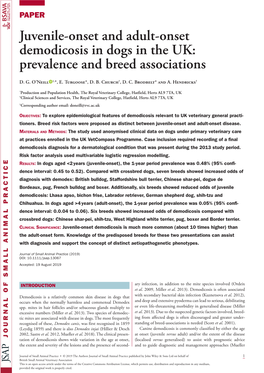 Juvenile-Onset and Adult-Onset Demodicosis in Dogs in the UK: Prevalence and Breed Associations