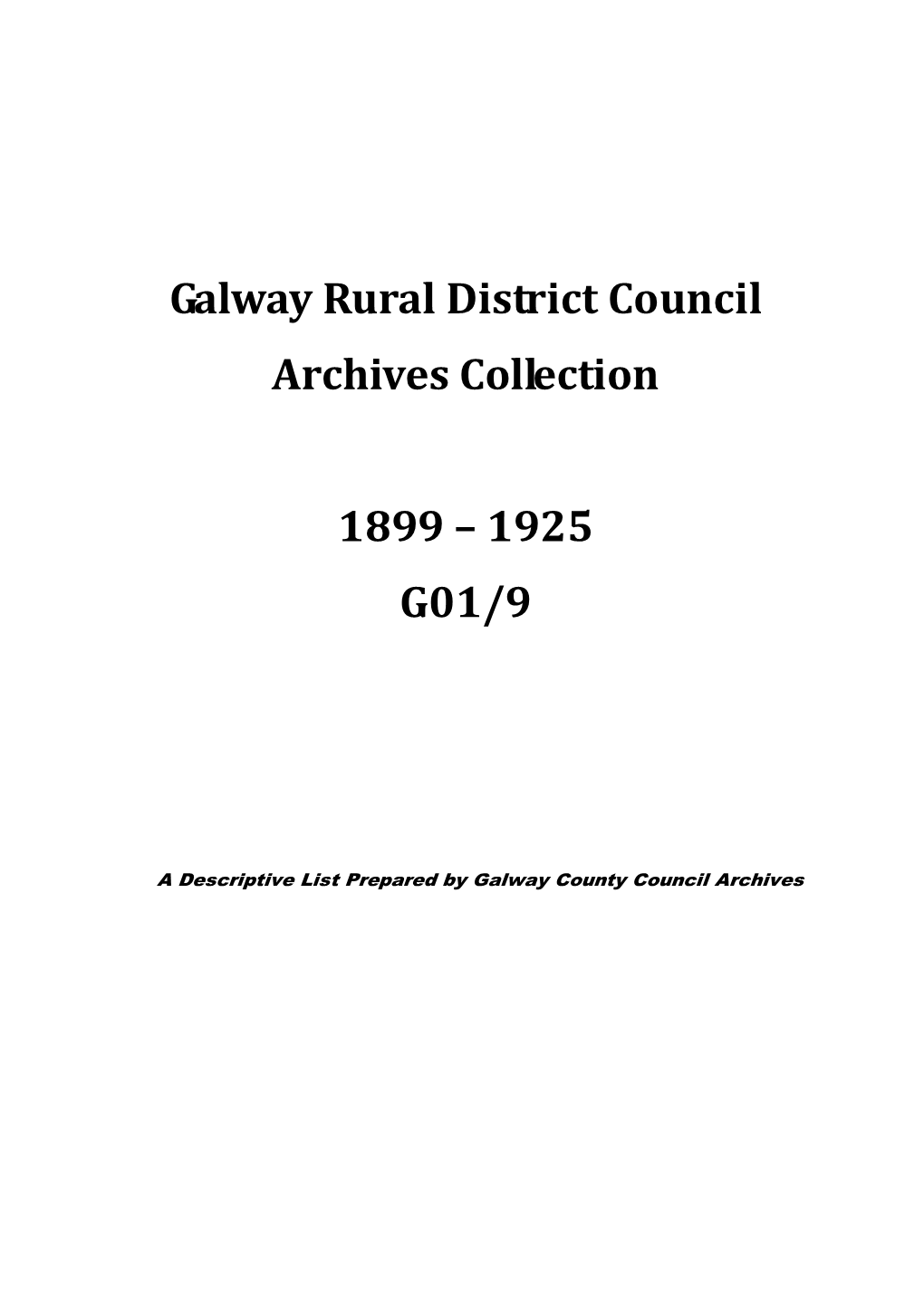 G01-9 Galway Rural District Council 1899-1925