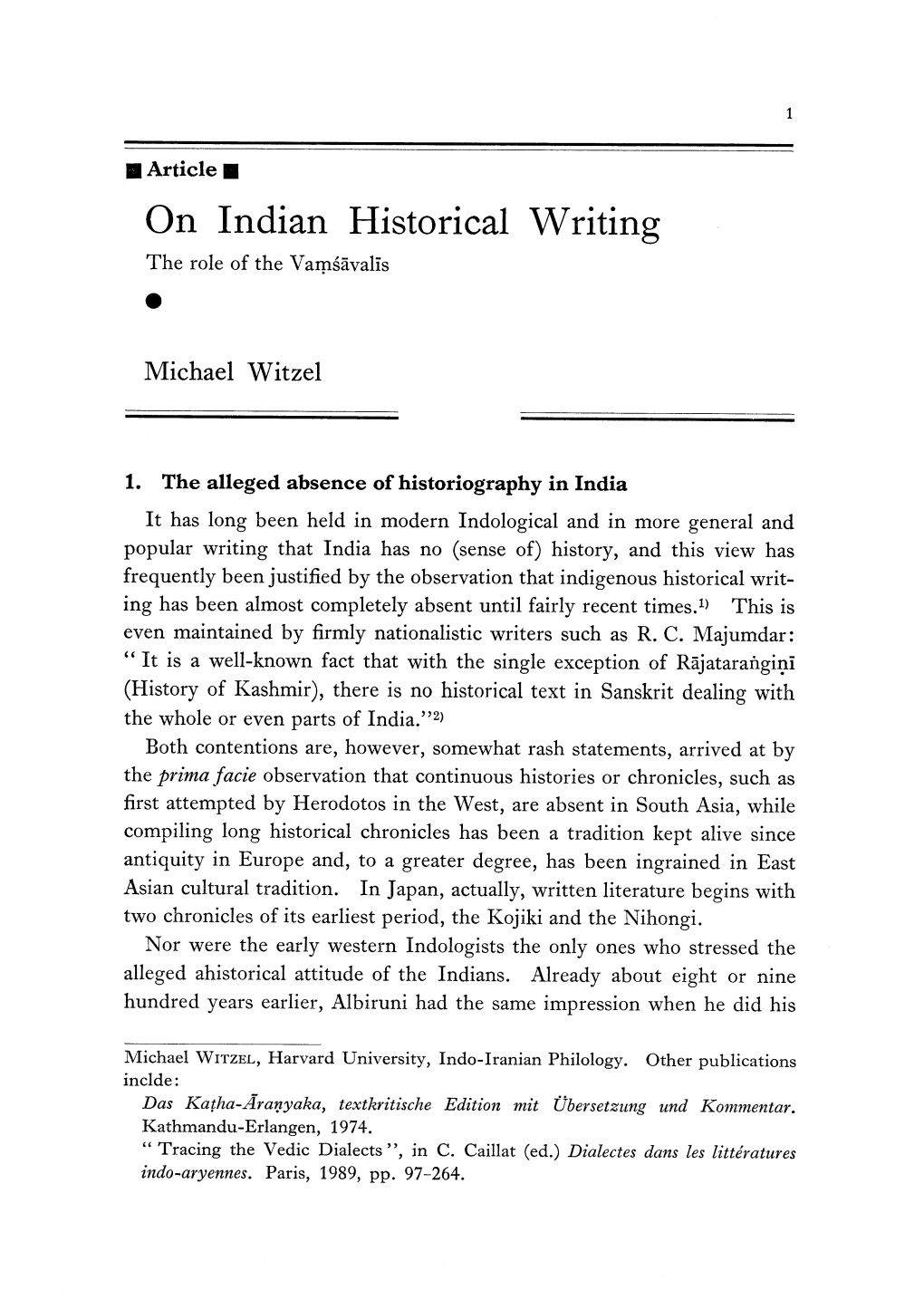 On Indian Historical Writing