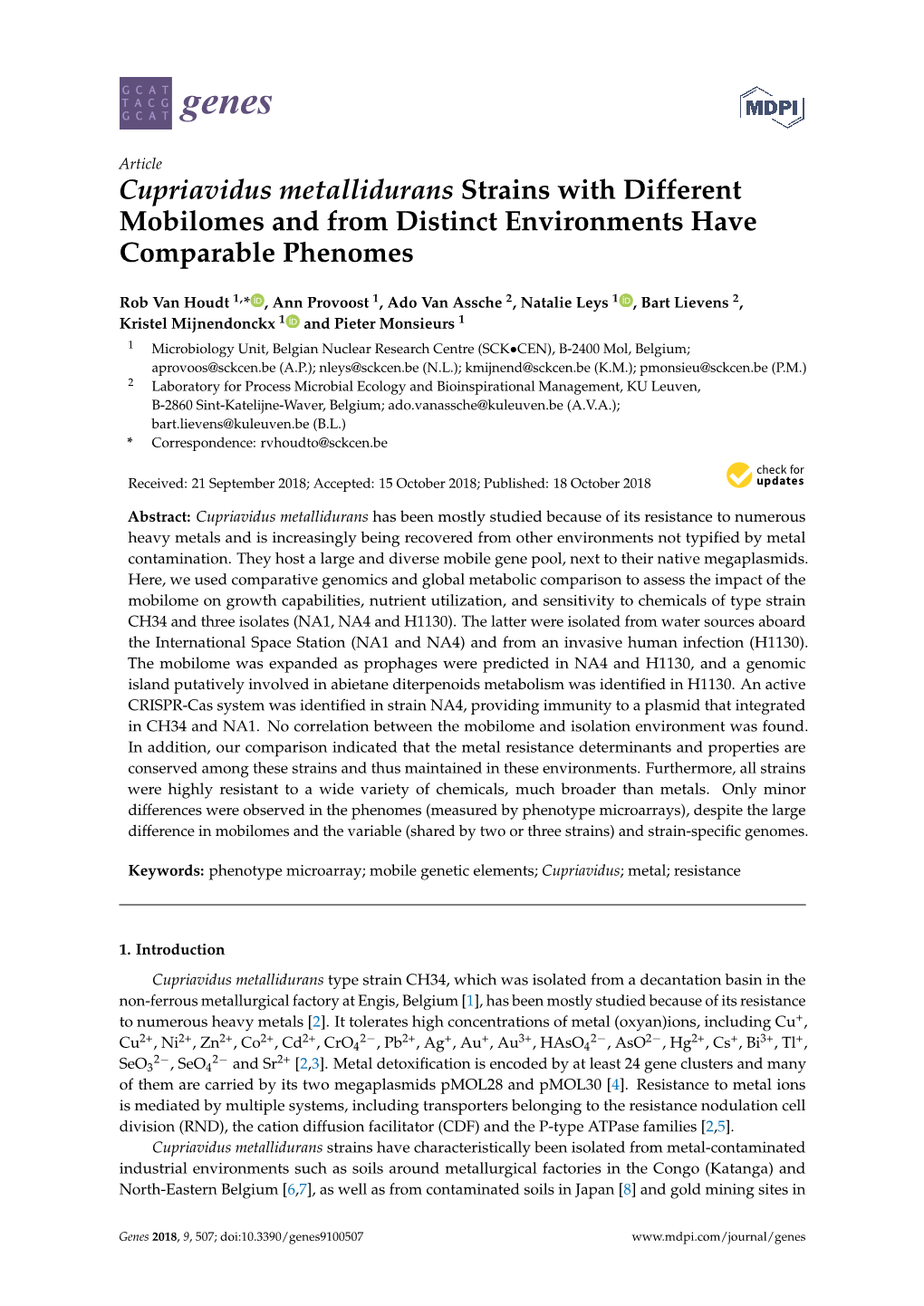 Cupriavidus Metallidurans Strains with Different Mobilomes and from Distinct Environments Have Comparable Phenomes