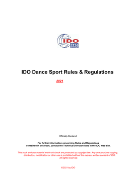 IDO Dance Sports Rules and Regulations 2021