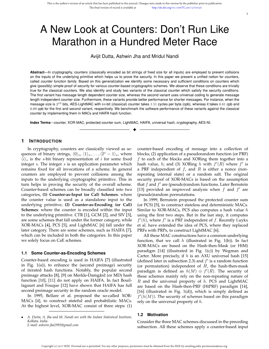 A New Look at Counters: Don't Run Like Marathon in a Hundred Meter Race